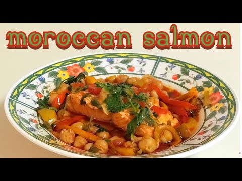 Moroccan Salmon with chickpeas recipe 😋 🌶 سلمون حار