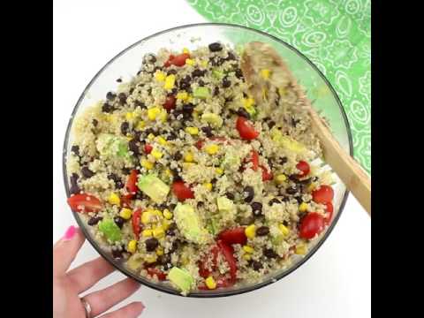 Quinoa Avocado Black Bean Salad with Cilantro Lime Vinaigrette