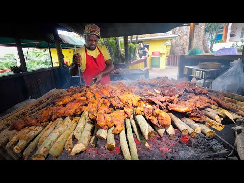 Insane Jamaican Jerk BBQ!! HUGE MEAT PIT + Jerk Champion in Montego Bay, Jamaica! 🇯🇲