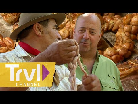 Braided Cow Intestines in Buenas Aires | Bizarre Foods with Andrew Zimmern | Travel Channel