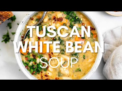 Tuscan White Bean Soup (VEGAN &amp; ONE POT!)