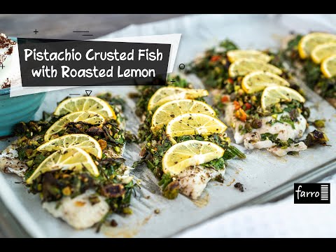 Pistachio Crusted Fish with Roasted Lemon