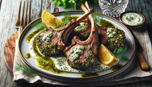 Healthy Delight: Herb-Crusted Lamb Chops with Lemon-Dill Yogurt Sauce