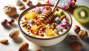 Exquisite Greek Style Honey Yogurt with Mixed Nuts and Exotic Fruits