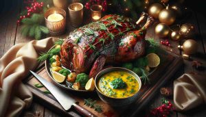 Rich Holiday Roast Lamb with Herb-Infused Lemon Sauce