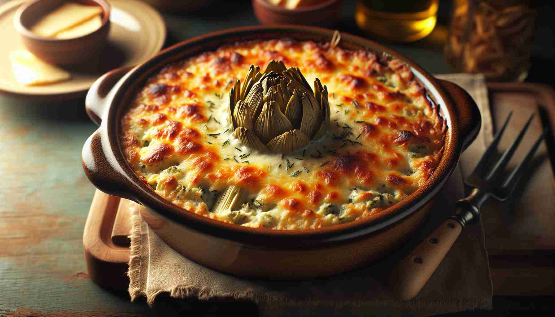 Baked Parmesan Crusted Artichoke Dip Delight