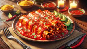 Delicious Tex-Mex Chicken Enchiladas with Spicy Red Sauce