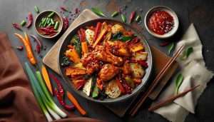 Spicy Korean Dak Galbi: Savory Stir-fried Chicken and Vegetables