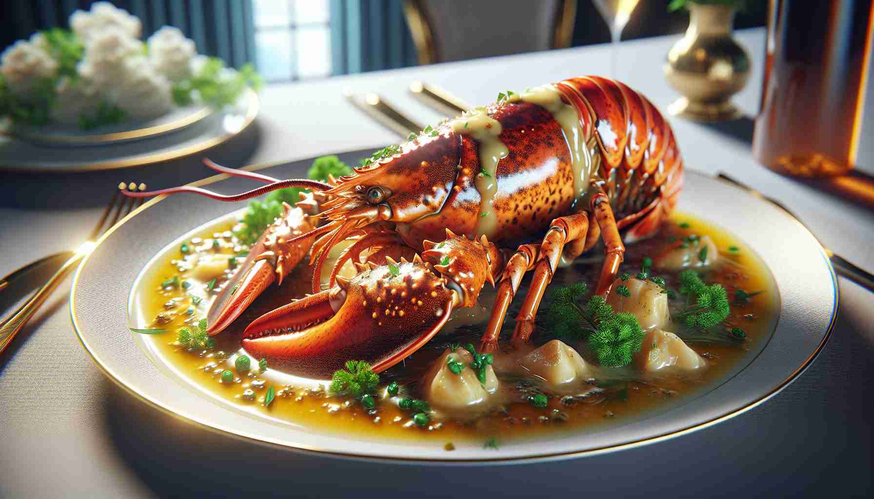 Exquisite Luxury Buttered Lobster with Herbed Garlic Sauce