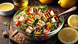 Quinoa and Halloumi Salad with Honey-Lemon Dressing