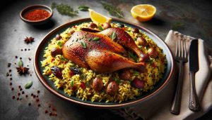 Prime Mediterranean Delight: A Sumptuous Pilaf with Marinated Duck