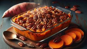 Sticky Sweet Potato Casserole with Crunchy Pecan Topping