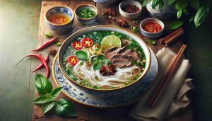 Hearty Vietnamese Pho with Aromatic Herbs and Spices