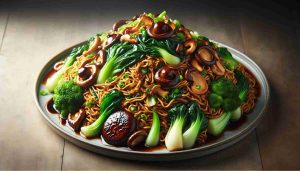 Hokkien Fried Noodles with Tasty Bok Choy and Exotic Shiitake Mushrooms