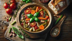 Hearty Italian Minestrone Soup with Nutritious Vegetables and Savory Herbs