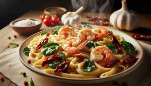 Creamy Garlic Shrimp Alfredo with Spinach and Sun-Dried Tomatoes