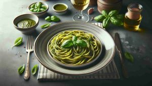 Classic Italian Linguini with Pesto Sauce