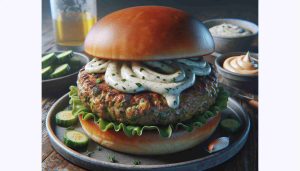 Delicious Herb-Infused Lamb Burger with Garlic Aioli