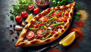 Traditional Turkish Pide with Zesty Toppings