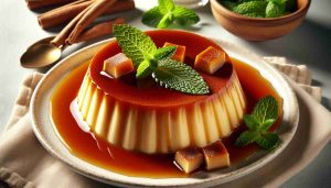 Exotic Mexican Flan with Caramel Drizzle and Fresh Mint