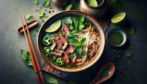 Hearty Pho: Vietnamese Noodle Soup with Aromatic Herbs and Tender Beef