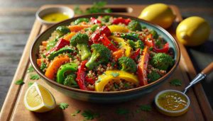 Quinoa and Vegetable Stir-Fry with Lemon Garlic Sauce