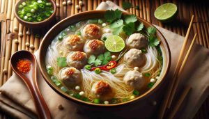 Hearty Vietnamese Chicken Meatball Vermicelli Soup