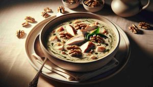 Classic Creamy Chicken and Wild Garlic Soup with Toasted Walnut Garnish