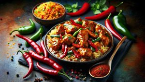 Chicken Jalfrezi with Red Hot Pepper and Exotic Rice