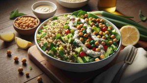 Quinoa and Chickpea Salad with Lemon-Tahini Dressing