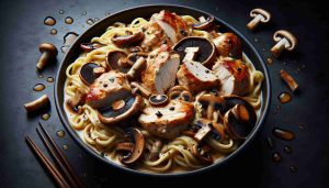 Wild Mushroom and Chicken Noodles with Creamy White Wine Sauce