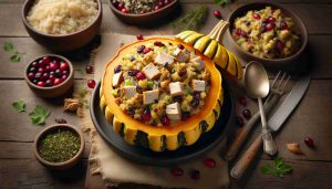 Turkey Stuffed Delicata Squash with Wild Rice and Cranberries