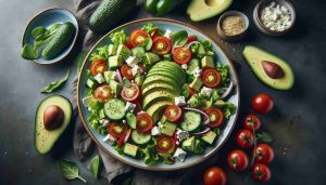 Avocado and Feta Salad with Fresh Vegetables