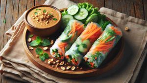 Vegan Thai Spring Rolls with Spicy Peanut Sauce