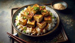 Zesty Japanese-Style Sesame Ginger Tofu with Jasmine Rice