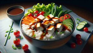 Fluffy Tofu Rice Bowl with Fresh Vegetables and Savory Sauce