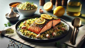 Mediterranean Lemon-Garlic Salmon with Herb Couscous