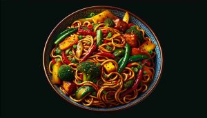 Delicious and Nutritious Spicy Szechuan Noodles with Stir-fried Vegetables