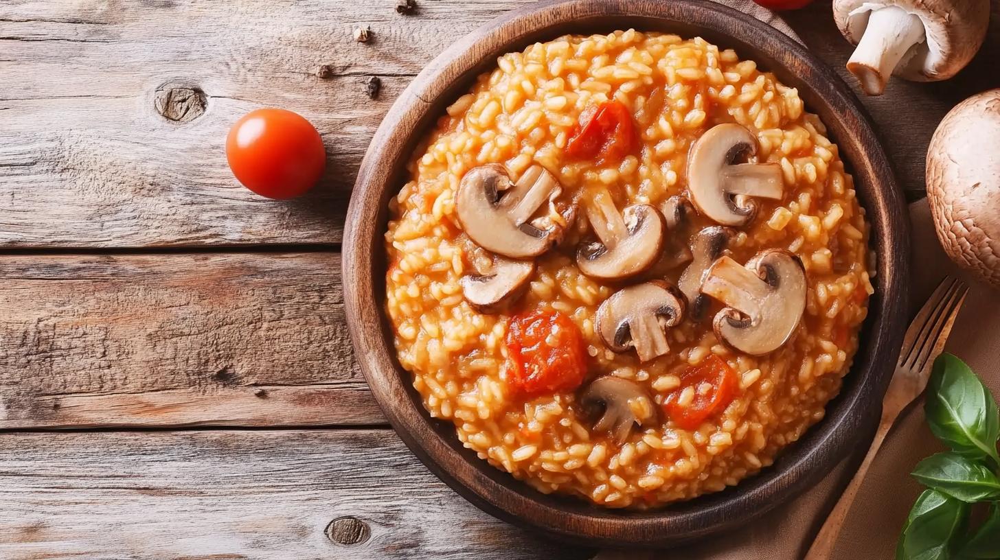 Sumptuous Tomato and Mushroom Risotto: A Creamy Italian Classic Packed with Earthy Flavors